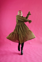 DISHY- DRESS WITH BOW COLLAR, GLITTER BLACK GOLD
