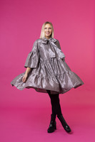 LUSH- DRESS with BOW COLLAR, SILVER GREY