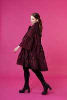 LUSH- DRESS with BOW COLLAR, RED WINE
