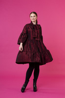LUSH- DRESS with BOW COLLAR, RED WINE