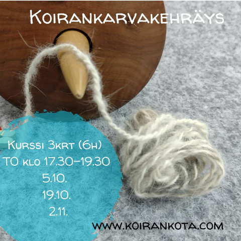 Kehräyskurssi koirankarvasta langaksi To alk. 5.10. klo 17.30-19.30