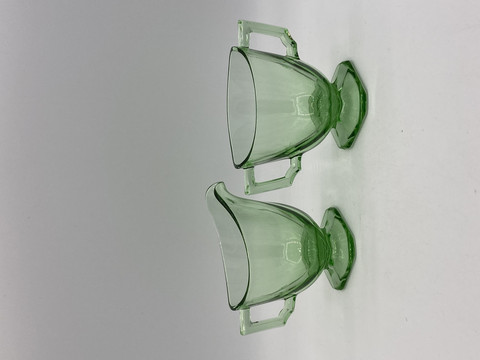 Green creamer and sugar bowl