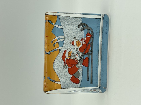 Glass card Santa Claus and Mrs Claus 9,5x8cm