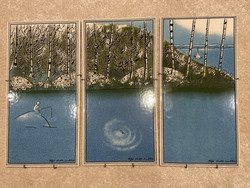 Triptyk Människan och naturen 3 delar: Människan, fisk, segelbåt