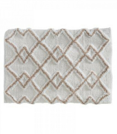 Puuvillainen Ethniq kylpyhuonematto 50x75cm, harmaa tai beige raidallinen