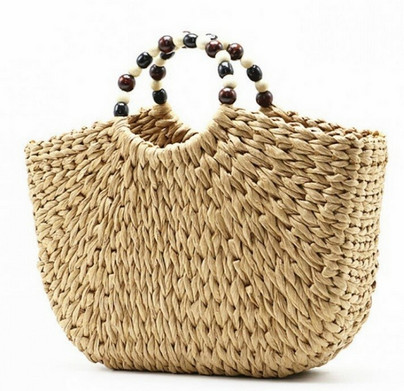 Kesäinen beige Helmi Wicker bag- kesälaukku - kesäkassi 40x38x10cm