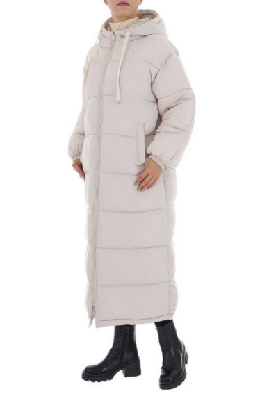 Beige pitkä toppatakki