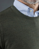 Wilton Merino Crew, Olive Green