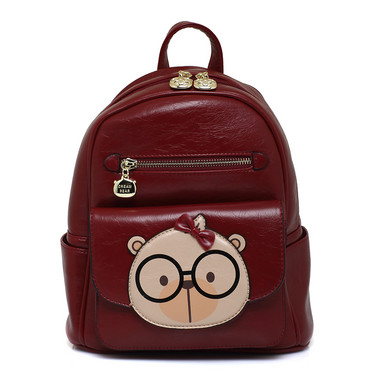 Mrs Cream Bear tummanpunainen reppu