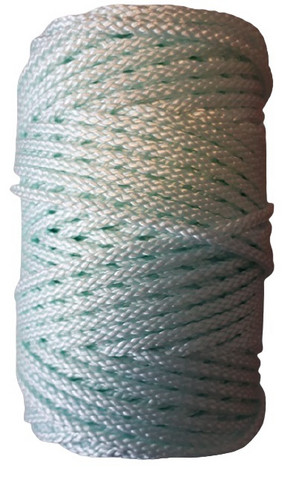 Flätad PE/PES Ø 5,0 mm, ca. 95 m/rll, vit/grön