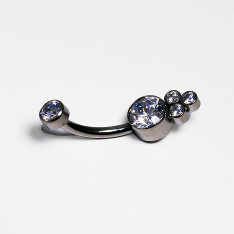 Triple gem cluster navel bar
