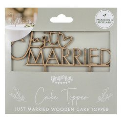 Wooden Just Married Cake Topper