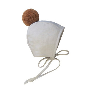 Pompom Bonnet Natural - Toffee