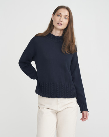 Holebrook Mollie crew sininen puuvillaneule