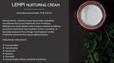 Unna Nordic Hoitovoide, LEMPI  on ravitseva, kosteuttava  sekä rauhoittava hoitovoide  kasvoille 50 ml