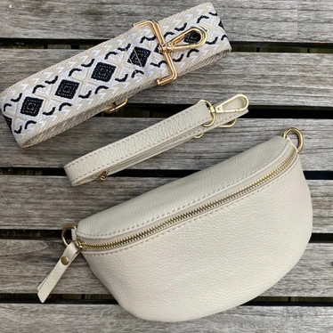 Women'S Bum Bag Beige & Gold