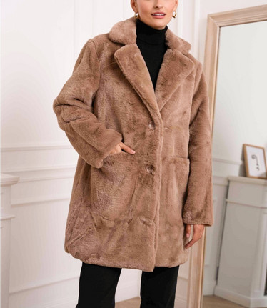 Keinoturkis takki , taupe
