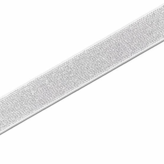 Glitterikuminauha 25mm, valk/hopea
