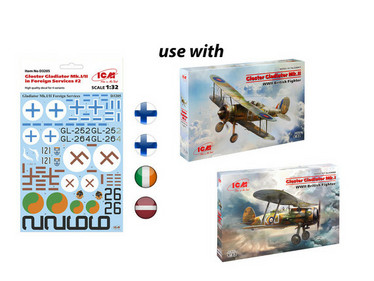 Gloster Gladiator Mk.II + Decal D3205 for Gloster Gladiator Mk.I/II in Foreign Services #2