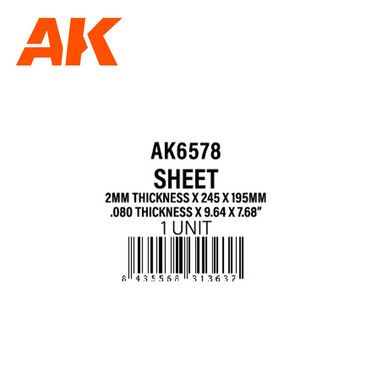 2mm thickness x 245 x 195mm – STYRENE SHEET – (1 units)