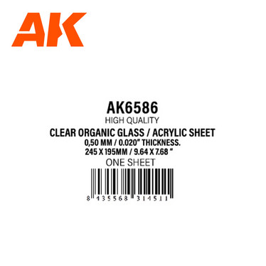 0,50 mm Thickness- 245 x 195mm // – Clear Organic Glass / Acrylic Sheet