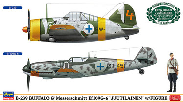 B-239 BUFFALO & Messerschmitt Bf109G-6 “JUUTILAINEN” w/FIGURE (2 kits in the box)
