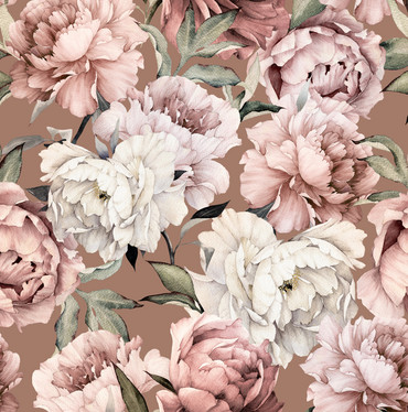Joustocollege: Watercolor Peony, mokka