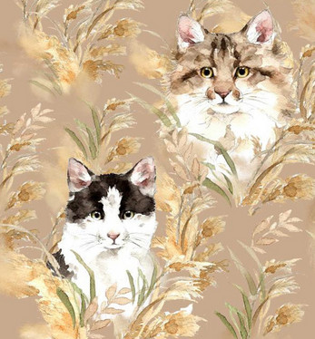 Trikoo: Kissa-kamut, beige 2-laatu