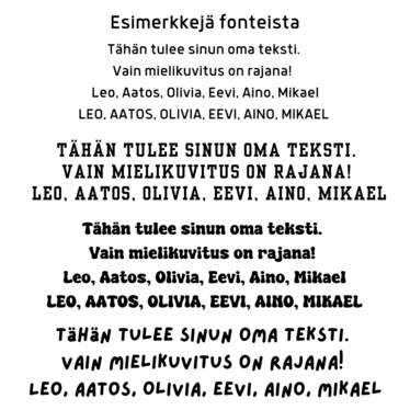 Silityskuva omalla tekstillä - Eri fontteja ja värejä