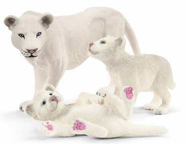Schleich 42505 Leijonaemo ja pennut, valkoinen
