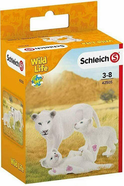 Schleich 42505 Leijonaemo ja pennut, valkoinen