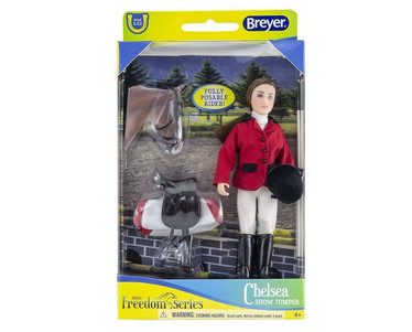 Breyer 61052 Chelsea, ratsastaja, satula, suitset