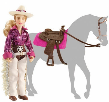Breyer 61053 Kaitlyn, lännenratsastaja, satula, suitset