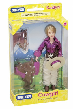 Breyer 61053 Kaitlyn, lännenratsastaja, satula, suitset