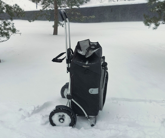 Talvella isopyöräinen kärry on paras