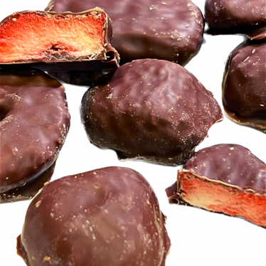 Organic strawberry covered with chocolate