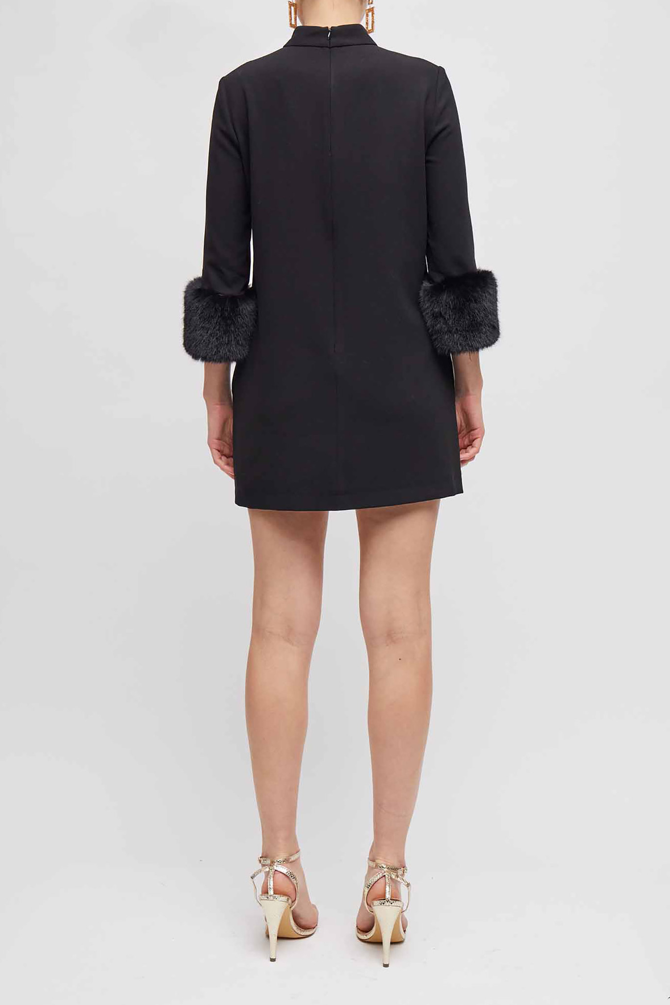 FRENCH CONNECTION DAISY Whisper Fur Trim Dress Divitia