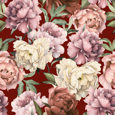 Trikoo: Watercolor peonies, Burgundy