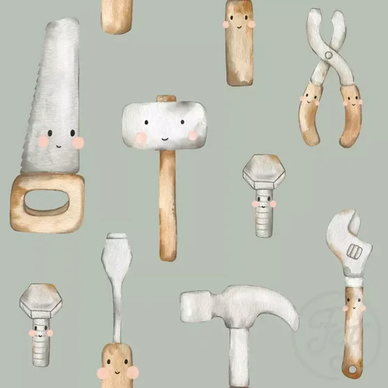 Trikoo Family Fabrics, Happy Tools, Sage