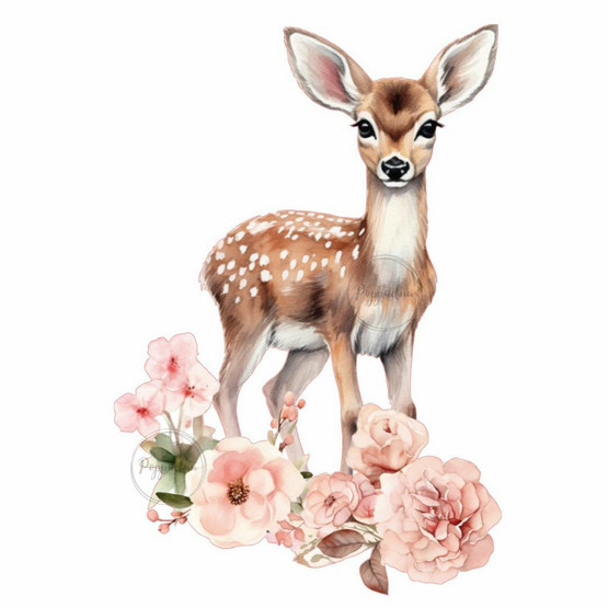 Värillinen silityskuva : Flower Deer, pieni