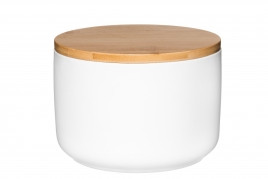 Säilytyspurkki keramiikkaa/puukansi k. 11 cm