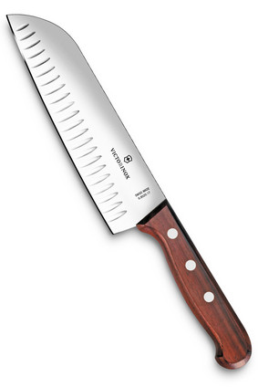 Victorinox Santoku Knife Scalloped Wood, 17 cm