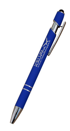 Stylus Office Ballpoint Pen, Touch Screen Top, Engraved, Blue, 10 ea.