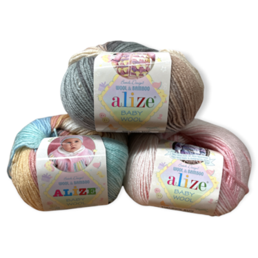 Suloisen pehmeä Alize Baby Wool Batik, 50 g / 175 m