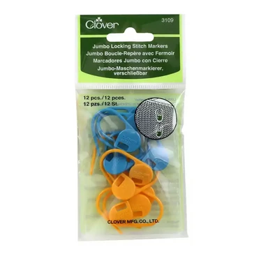 Kätevät Clover Jumbo Locking silmukkamerkit, 12 kpl / pkt