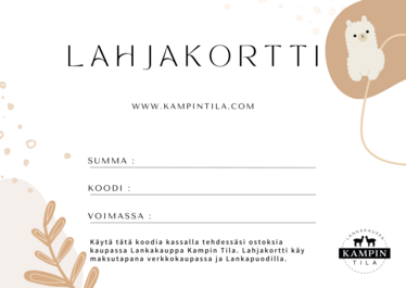 Lahjakortti verkkokauppaan ja Lankapuotiin