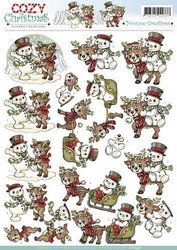 Yvonne Creations leikattavat 3D-kuvat Snowman with reindeer