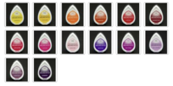 Memento DewDrop -mustetyyny: keltaiset, punaiset ja violetit