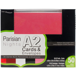 Core'dinations Smooth A2 -korttipohjat ja kirjekuoret Parisian Nights, 50 kpl