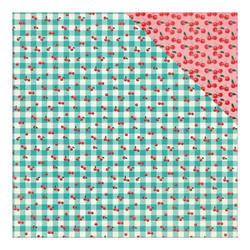 Authentique Fabulous skräppipaperi Teal Checked Cherries